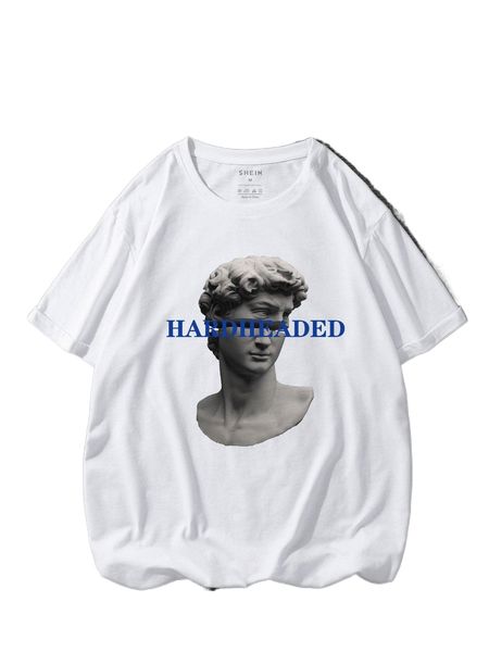 

men figure & letter graphic tee l5ab#, White;black