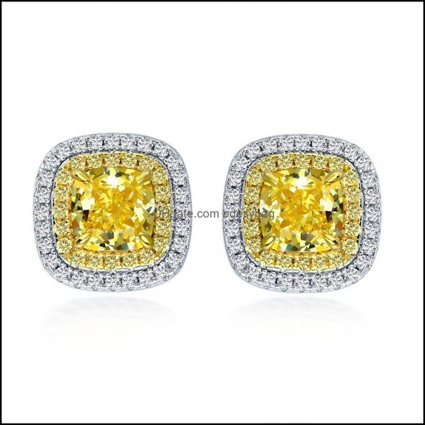 

stud earrings jewelry designer earring women s925 sterling sier fashion woman ear ring womens yellow pink diamond eari dhtfv, Golden;silver