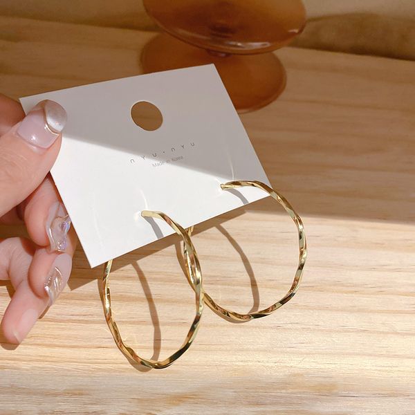 

925 silver needle yiwu baoyu jewelry factory round ring earrings exaggerated irregular personalized eardrop female, Golden