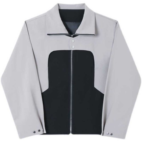 

men's jackets spring new trend ruffian handsome senior grey stitching kiko style personality loose casual fake two-piece jacket men, Black;brown