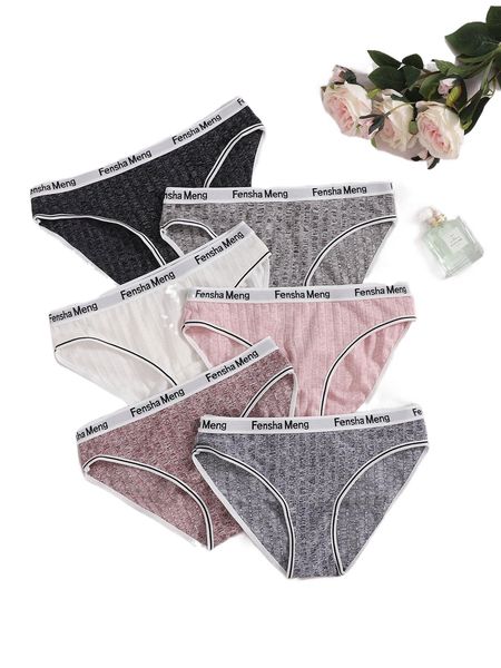 

6pack contrast binding panty set 23vu#, Black;red