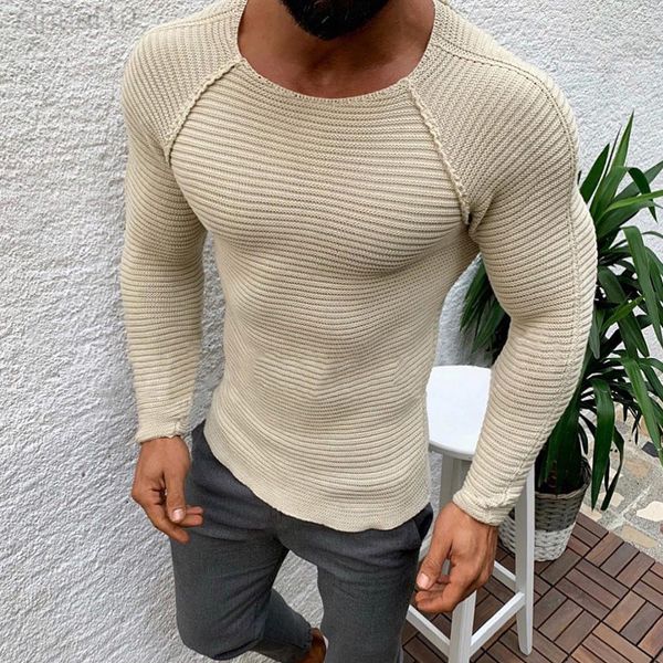 

sweater men o-neck solid color long sleeves warm slim sweaters men sweater pull male clothing l220801, White;black