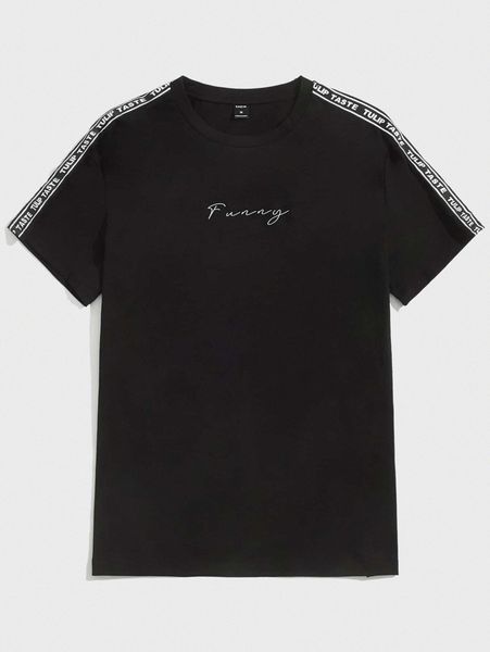 

men contrast letter tape tee y6mi#, White;black