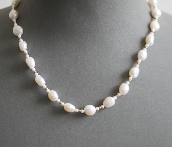 

baroque white natural freshwater pearl peanut necklace pendant jewelry, Silver