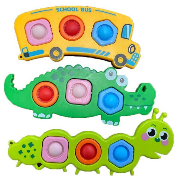 UPS di vendita caldo Cartoon Flip Press Bubble Decompression Toys Puzzle per bambini Educazione precoce Bolla giocattolo in silicone con dito pensante