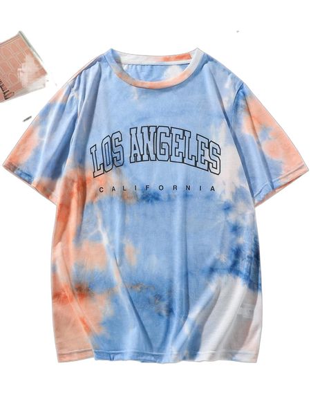 

men random tie dye letter graphic tee g1rm#, White;black