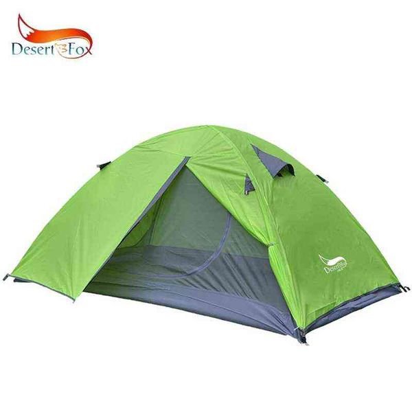 DesertFox Backpacking Tent 2 Person Palo in alluminio Tenda da campeggio leggera Borsa portatile a doppio strato per escursioni in viaggio H220419