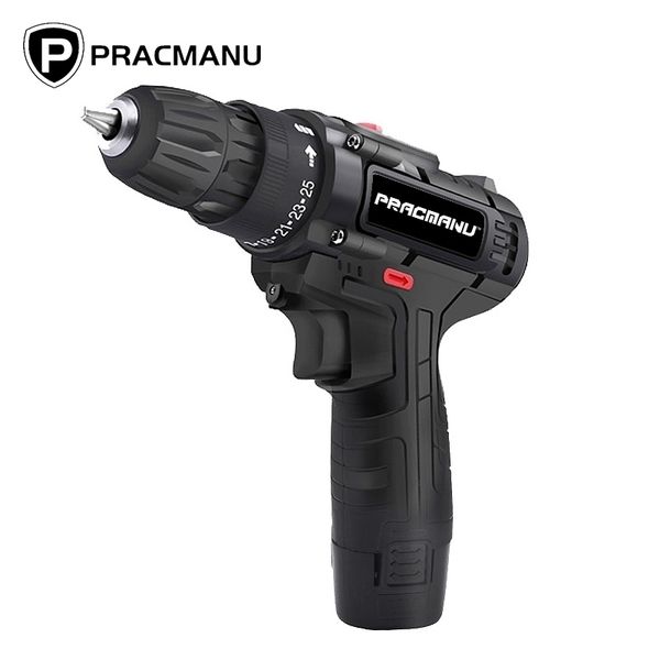 PRACMANU 12V Trapano a mano elettrico Batteria Cordless Martello Cacciavite Home Fai da te Utensili elettrici Y200323