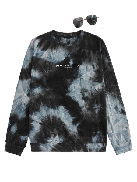 

men tie dye letter graphic pullover i4ep#, Black