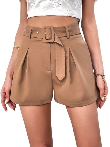

plicated wide leg belted shorts z55d#, White;black