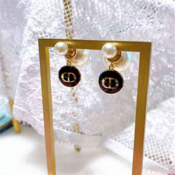 

86% off factory shopfamily family new round black drop glue enamel female asymmetric pearl 34, Golden