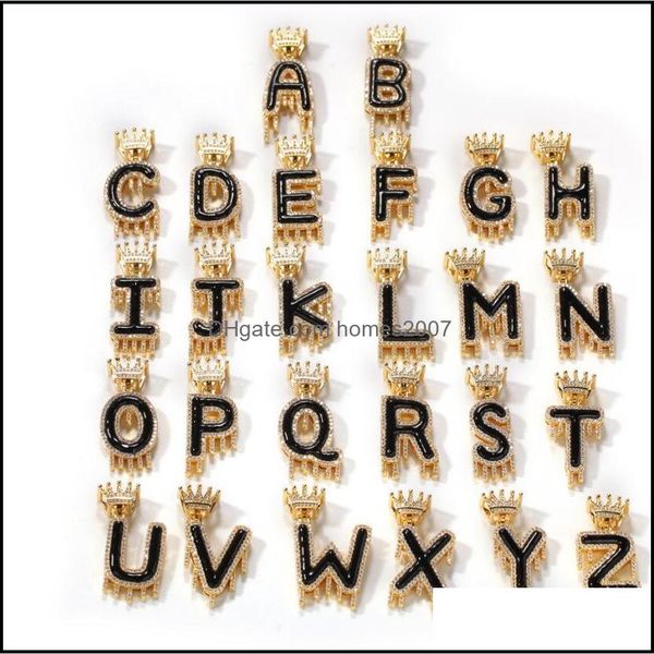 

hip hop new oil drip crown water english letter necklace trend zircon pendant couple jewelry drop delivery 2021 necklaces pendants uwtpv, Silver