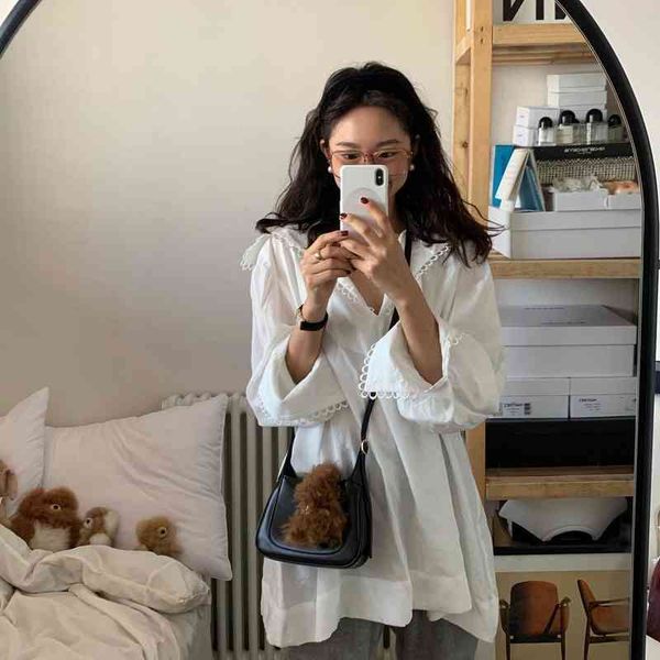 

casual dresses spring south korea dongdamen loose and thin casual navy collar short shirt dress 5yca, Black;gray