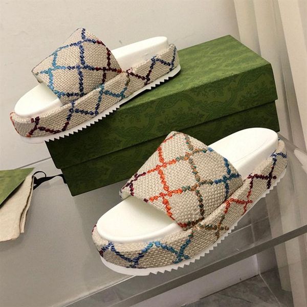 

2022 big g letters women men slippers designer sandals summer beach shoes sandals ladies brand fends flip flop luxury slide2264, Black