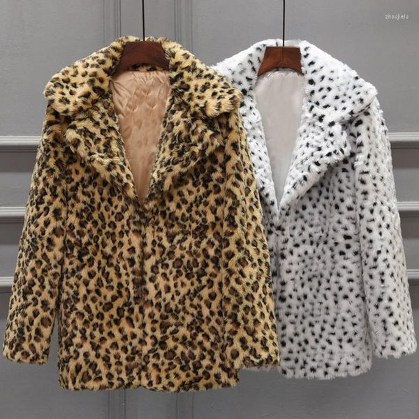 Frauen Wolle Mischungen Mode Frauen Winter 2022 Koreanische Version Von Lose Lamm Faux Pelz Leopard Print Mantel Plüsch Verdicken Jacke 21809