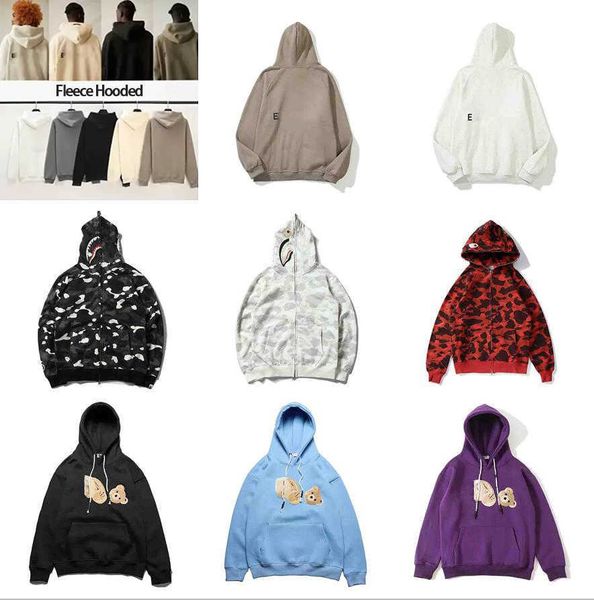 

cotton quality men hoodies complete print shark hoodie sweatshirts jaw camo full zipper jacket mens women autumn winter skateboard, Black