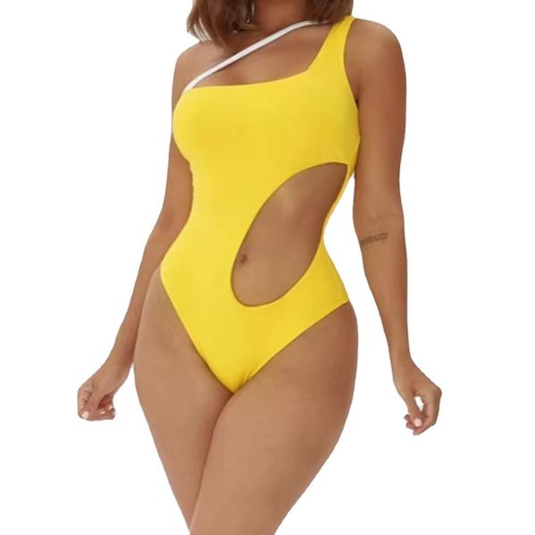 

european and american bikini solid color one-piece swimsuit