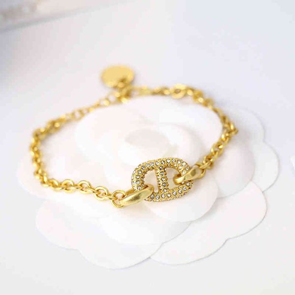 

d home letter light gold women's new red diamond jewelry2022 luxury brand fashion design versatile ladies bracelet, Black