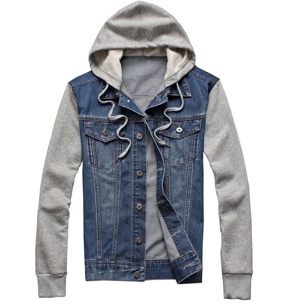 

new denim jacket men hooded sportswear outdoors casual fashion jeans jackets hoodies cowboy mens jacket and coat plus size 5xl 201116, Black;brown