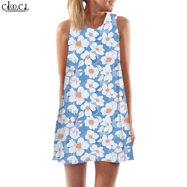

women tank white flowers graphics 3d printed loose dress short summer sleeveless dress women vest dresses 220616, Black;gray