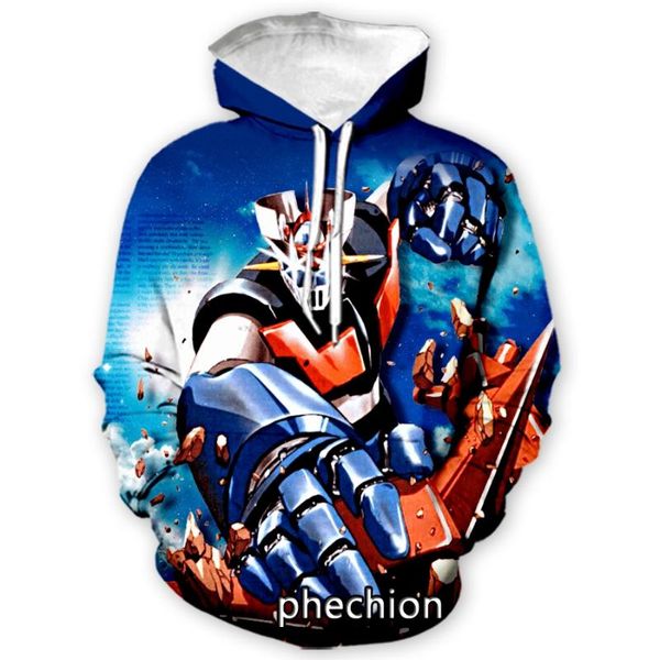 Erkek Hoodies Sweatshirts Phechion Moda Erkekler/Kadınlar Mazinger Z Infinity 3D Baskı Uzun Kollu Hoodie Sıradan Sweatshirt Erkek Spor Kazaklığı