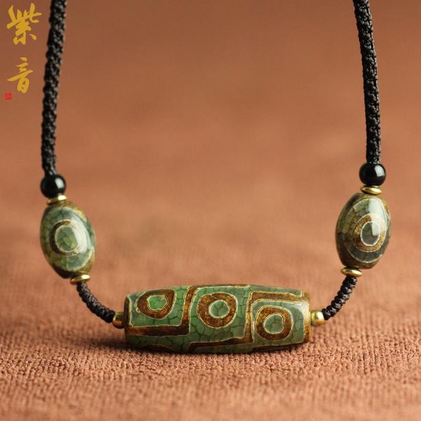 Collane con ciondolo Nove occhi Dzi Bead Chakra Pendenti per uomo e donna Collana di gioielli in pietra originale tibetana naturale originale Pendente