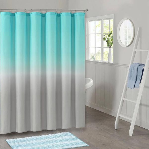 Cortinas de chuveiro cortina impermeabilizável poliéster lavável banheira colorida espessa banheiro à prova de mofo com ganchos decoração de casa versador