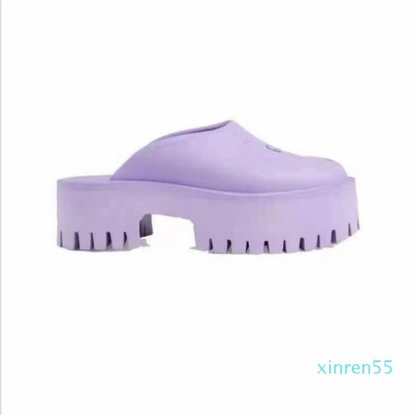 

brand perforated slippers men women platform designer sandals wedge rubber cut-out slide transparent materials fashion xaz1229n, Black