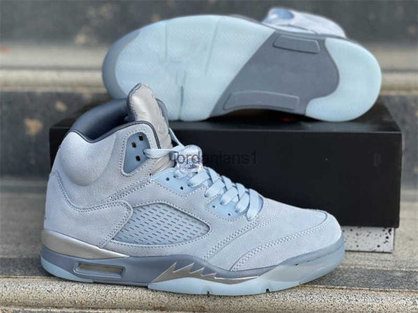 

shoes mens sneakers basketball jumpman 5s high ice blue sliver colorway 3m reflective tongue sneaker size us7-13 double boxes