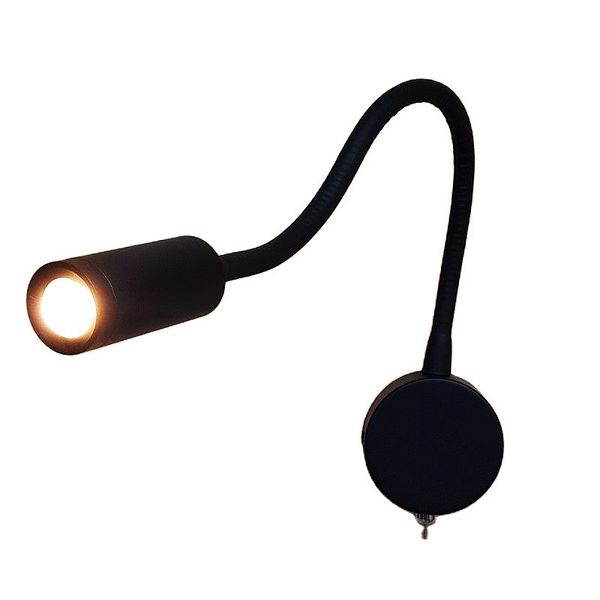 Lâmpadas flexíveis de cabeceira de cabeceira de cabeceira fosco preto/branco/cromado com fio duro LED/desativado LED 3W 200lm AC100-240V Comercial RV Comercial RV Lighting