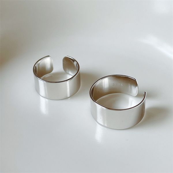 Coreano argento sterling 925 geometrico semplice anello lucido design di nicchia Ins coppia gioielli di moda tutto-fiammifero a faccia larga
