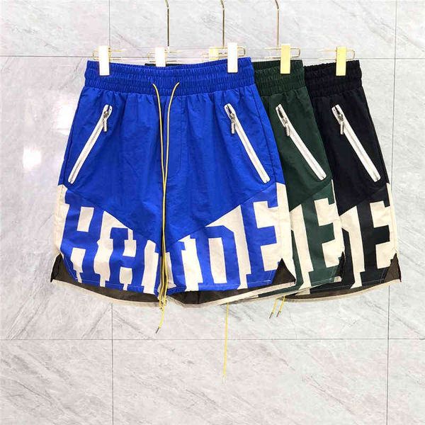

oversized rhude breathable short elastic waist shorts men women drawstring, White;black
