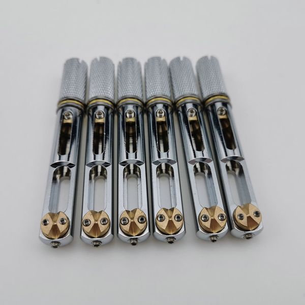 

pitcure of chrome single headless guitar bridge for 8 string electric guitar