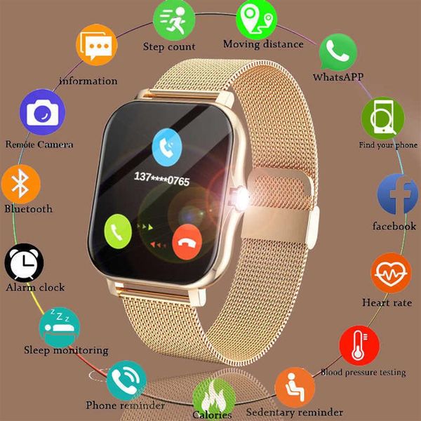 

2022 new women smart watch men 1.69" color screen full touch fitness tracker bluetooth call smart clock ladies smartwatch wom273g, Slivery;brown