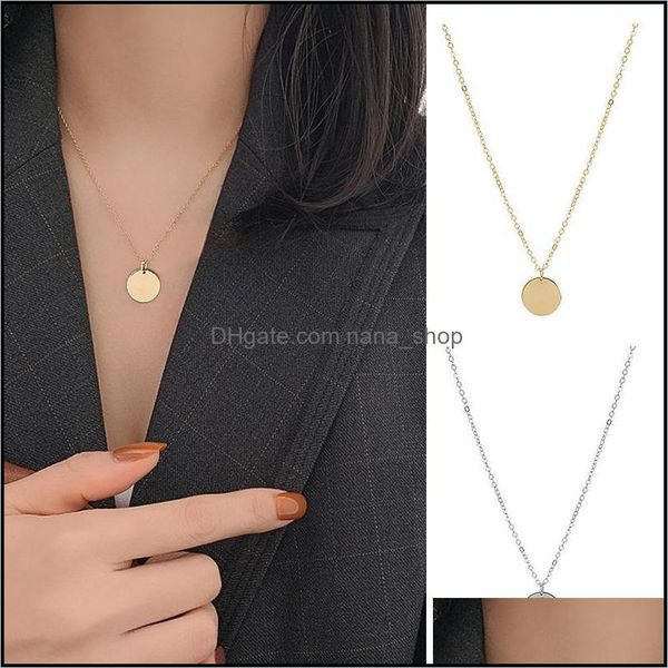 

chokers necklaces pendants jewelry women lady necklace chain round pendant simple decoration gifts match your different colors dress drop, Golden;silver
