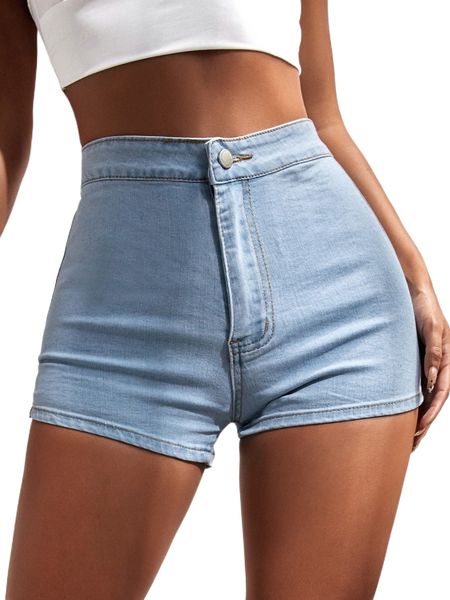 

light wash denim shorts u215#, White;black