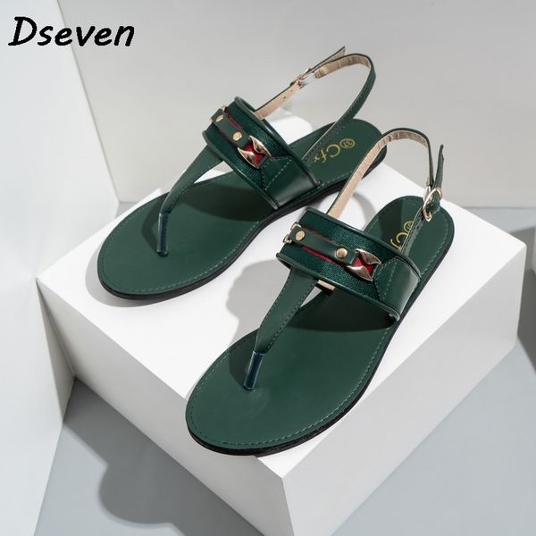 

women summer sandals metal decoration ladies shoes 2021 casual fashion woman beach shoes pu leather female flip flops size3742 210226, Black