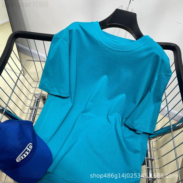 

women's t-shirt designer [correct version]bv blue short sleeve round neck half casual cotton t-shirt men's and women's solid, White