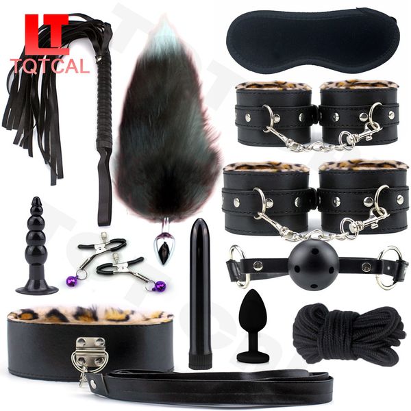 12 pezzi giochi per adulti set sexy bondage kit manette plug anale frusta corda vibratore giocattoli per coppie accessori erotici prodotti sm