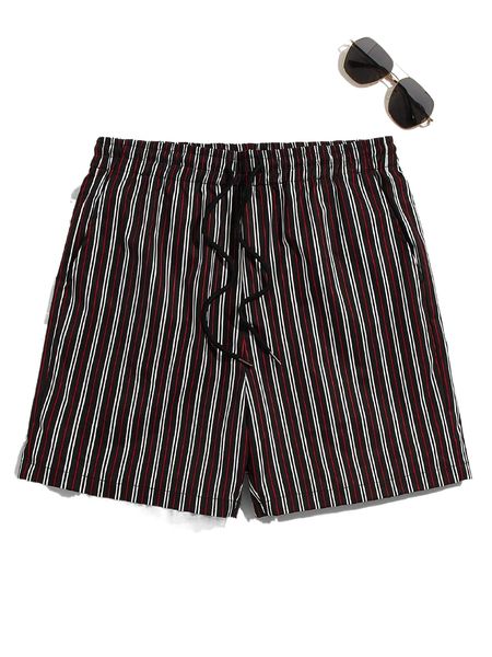 

men striped drawstring waist shorts 76u4#, White;black