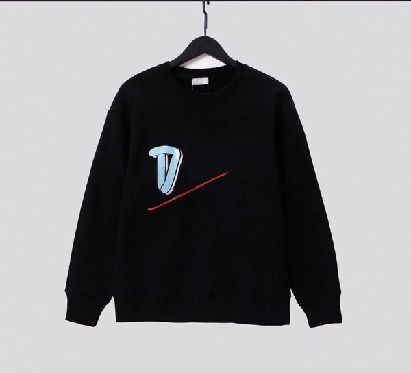 

fashion new designer hoodie autumn winter men's cotton round neck tide brand letter print loose thermal size s-5xl, Black