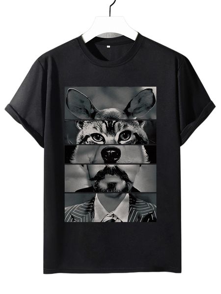 

men animal & figure graphic tee b1rx#, White;black