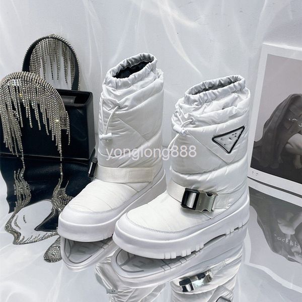 

boots high end quality winter triangle waterproof down cloth snow boots versatile thickened warm cotton shoes short, Black