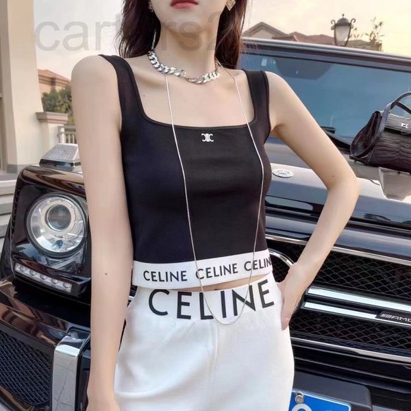 

women's tanks & camis designer chaopai 22 early spring new letter vest suspender sleeveless tight sports low square collar women's, White