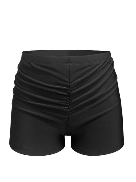 

solid ruched bikini bottom h3ob#, White;black