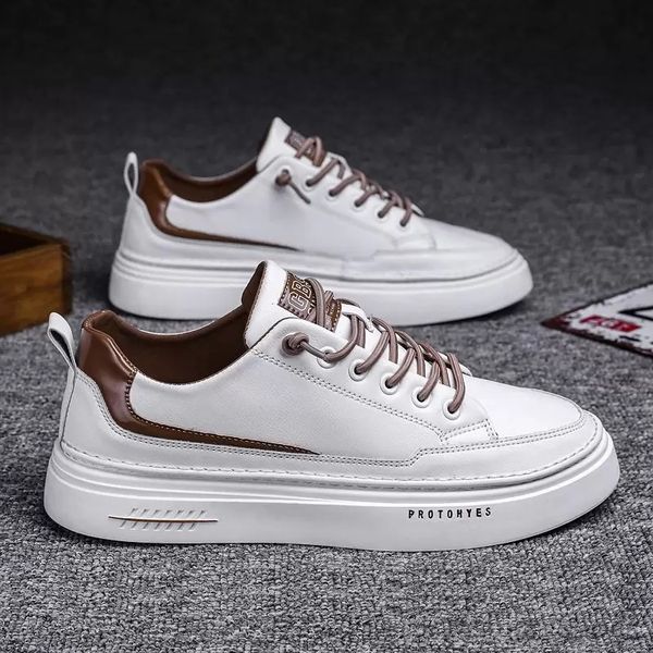 

men casual shoes classic designer white grey brown leather fashion shoe mens trainer sports jogging walking, Black