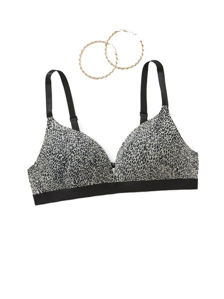 

plus leopard bralette e2xh#, Black;white