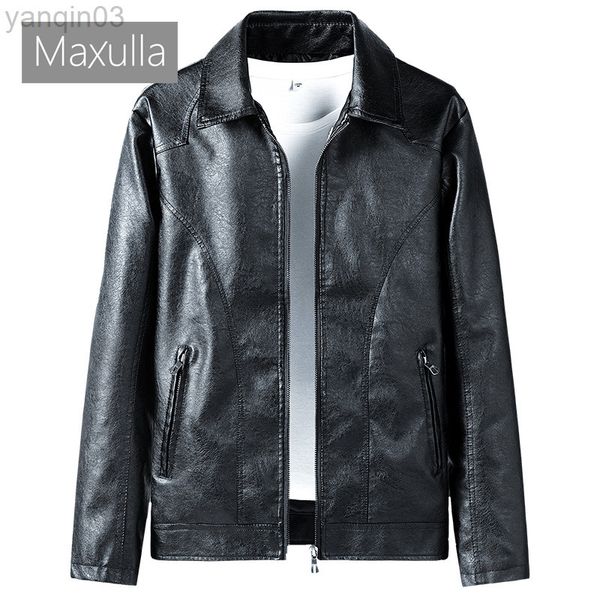 Maxulla Men Pu Leather Jackets Casual Man Motor Biker Capital de couro com zíper de couro Slim Jackets Men roupas 8xl L220801