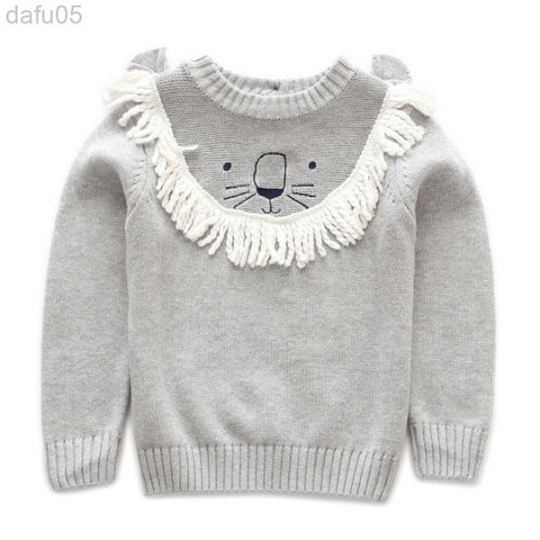 

autumn winter baby kids girl boys long sleeves cartoon lion knitted sweater baby kids girl boys sweater sweaters children clothing l220803, Blue