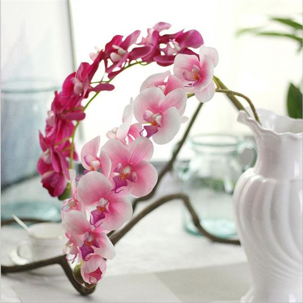 Flores decorativas Wrinalh Heads Phalaenopsis Artificial Phanaenopsis Orquídea de alta qualidade Silk Home Wedding Decoration Simulação